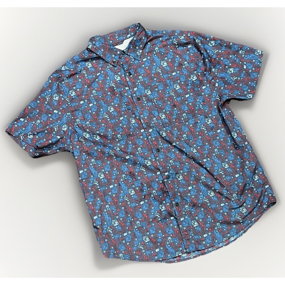 Sun River Fourth Of July Themed Button Shirt, Men's Size Large, Short‎ Sleeve